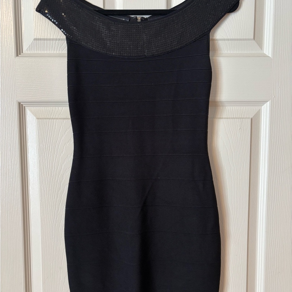 Guess Black Strapless Dress Sequence Neckline Small - Picture 1 of 12